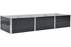 vidaXL Arriate Exterior Grande Macetero Huerto Urbano Maceta XXL Mesa Cultivo Verduras Plantas Flores Acero Galvanizado Gris Antracita 240x80x45 cm