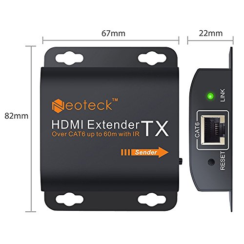 Neoteck HDMI Extender mit IR Verlängerung 60M HDMI Repeater 1080P 3D HDMI Ethernet Netzwerk Extender über einziges RJ45 Cat6 Cat7 Kabel für PC DVD Sky HD Box PS3 PS4 Satellite Box usw - 6