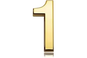 ACEHOME 3 Inch Front Door Numbers, 3D Self Adhesive House Numbers Plaques Waterproof Mailbox Signage DIY Chrome Polished Address Numbers Sign for Home Office Hotel Apartment Door Room Wall, Gold (1)