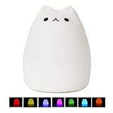 niceEshop(TM) Süß Miezekatze Silikon Weich Farbe 7, Die Sensitive Tap Control LED Noten Nachttischlampe Kinder Nachtlicht (Weiß)