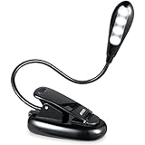 AMIR 4 LED Book Light, Battery Operated Clip On Reading Light, Touch Sensitive Table Reading Light, Portable desk Lamp with Good Eye Protection Brightness for Readers, Kids, Children (Black)