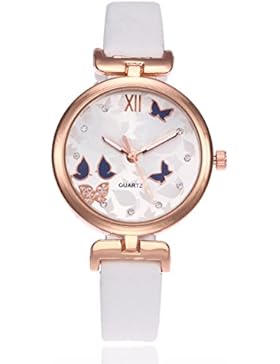 Souarts Damen Armbanduhr Einfach Stil Schmetterling Muster Elegant Studentenuhr Analoge Quarz Uhr mit Batterie...