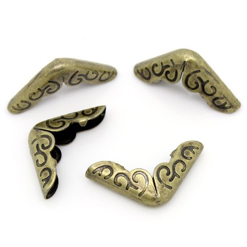 HOUSWEETY 100 Bronze Buchbeschlag Buchecke Metallecke Schutzecke Antikbeschlag 20x14mm - 2