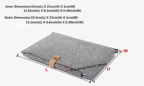 Laptophülle, xhorizon TM FX Wollfaser Macbook Hülle Filz Sleeve Tasche Laptop Notebook Umschlag Beutel für das neue Macbook veröffentlicht im Jahr 2015, mit Ultrabook Netbook kompatibel - 2