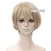 Price comparison product image TOP-MAX 30cm Short Ash Blonde Straight Layered Anime Cosplay Basic Wig+Cap