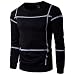 Produktbild Mens Fashion Striped Langarm Sweater, Kaiki Herren Pullover Mantel O Neck Shirt Outwear (M, Black)