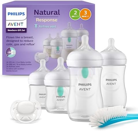 Philips Avent Set regalo con 1 ciuccio, 4 biberon e scovolino per pulizia