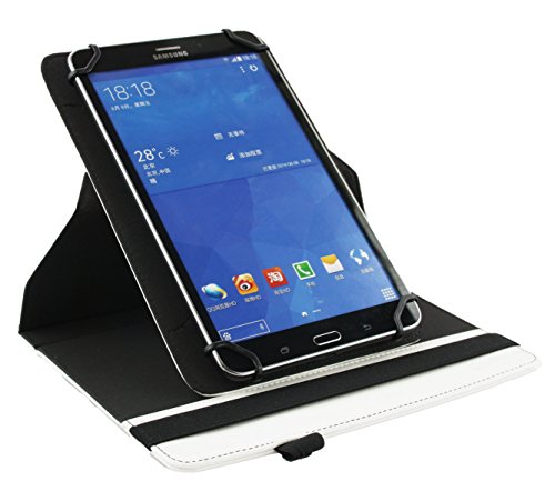 Emartbuy® Archos 101 Xenon Lite Tablet 10.1 Zoll Universal ( 9 – 10 Zoll ) Weiß Premium PU Leder 360 Grad rotierende Stand Folio Geldbörse Tasche Hülle + Weiß Eingabestift - 6