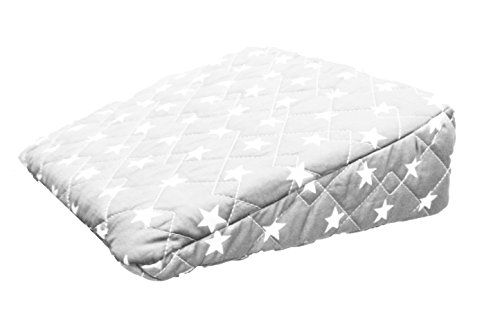Pregnancy Maternity Large Comfy Back & Bump Support WEDGE Cushion - LIGHT GREY STARS - WITH QUILTED COVER - 30x30cm