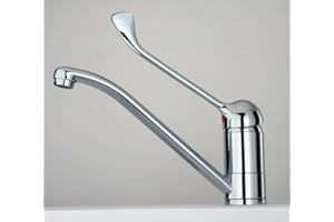 Professional Mono Basin Mixer Tap with Hospital Lever by Piralla – Made in Italy, Chrome III Eco-Friendly Finish, Durable & Hygienic Design for Commercial & Home Use