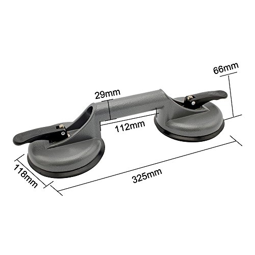 YAOBLUESEA 2 Stück Saugheber aus Aluminium Saugnäpfen Saugnapfhalter Gummisauger Glasheber 100kg Vakuumsauger Doppelsaugheber 118 mm - 4