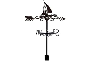 SUPERDANT Banderuole Montaggio Segnavento da Metallo Banderuola Tetto Palo Giardino Banderuola In Metallo Barche A Vela D'Epoca Direzione Vento Fattoria Cortile Fattoria Capannoni Giardino