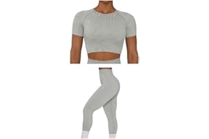 Générique Ensemble sport femme- Vêtements Sport pour Femme 2 Pièces-Sport Legging-Tee-Shirt-Fitness-Yoga-Amincissant-Push up-Respirant-Qualité premium-Non Transparent Ebook Sport OFFERT