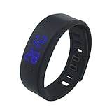 Kolylong Uhr Sport Rubber Silikon Digital LED Armbanduhr (Schwarz)