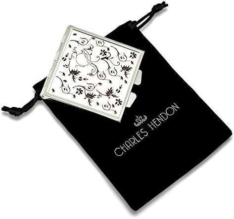 Personalised, Engraved Compact Mirror, Black Floral Design. Ideal Ladies Gift.