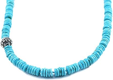 AqBeadsUk Classic Semi-Precious 10x3mm Gemstone Turquoise Rondelle Beads 19.5 inch Luxury Handmade Women's Necklace