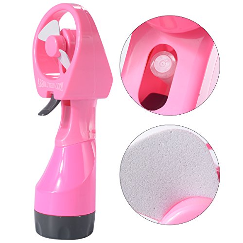 Neuester Akku-betriebener, Wasser sprühender Miniventilator Spray Mini Fan mit Flaschenbefeuchtungssystem + ein Schlüsselband und einem Haken HG080 (pink) - 4