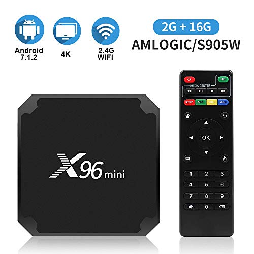 Android 7.1.2 TV Box X96 Mini Caja de TV con Android con 2 GB de RAM 16 GB ROM Smart TV Caja S905W Que admite 4K Full HD Android Caja 2.4GHz WiFi
