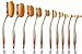 Neverland 10PC/Set Soft Oval Toothbrush Eyebrow Eyeliner Foundation Blush Lip Brushes Kit With Box UK Stock Rose Gold