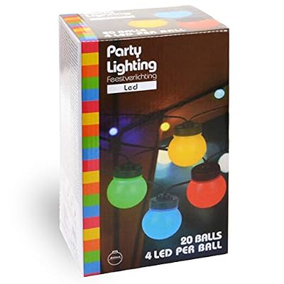 INtrenDU LED Guirlande lumineuse multicolores de 9,5 m avec 20 balles pour intérieur extérieur Décoration pour Guinguettes, Fêtes, Anniversaire, Mariages