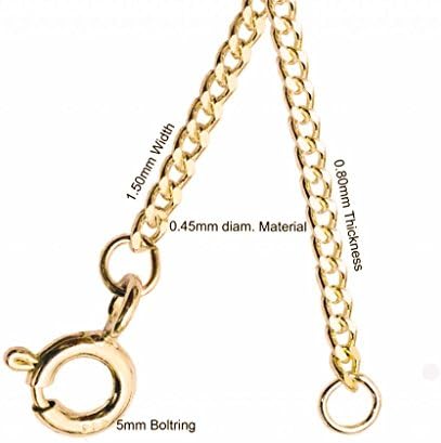 ANTOMUS®(1.5mm Gauge) Sterling Silver 18k YELLOW GOLD VERMEIL Pendant Chain Medium SIZES 16"-40"