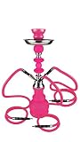 Wasserpfeife Set - 4 Farben Auswahl- Shisha Nargile Hookah ca. 44cm mit 3 x Schlauch (pink) - 