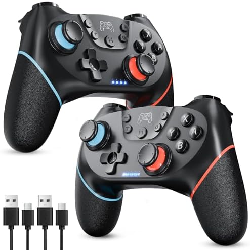 Set di 2 controller 2026 Controller Switch migliorato Nintendo Switch Controller per Switch/Switch OLED/Switch Lite, Switch Pro Controller con Double Shock, giroscopio a 6 assi e funzione Turbo