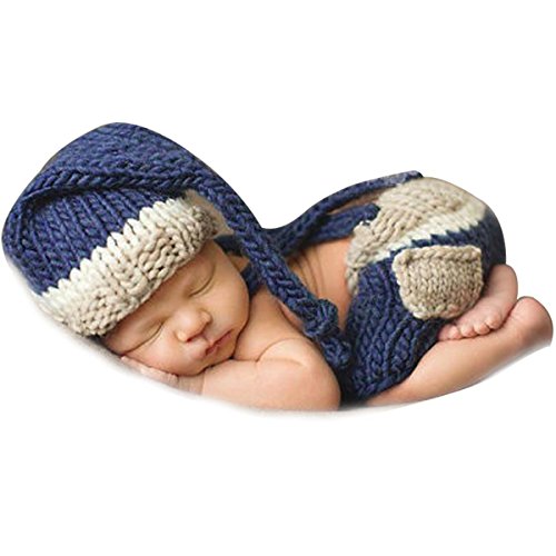 Jastore ® Foto Fotografie Prop Baby Junge Kostüm Nette blau Stricken Handarbeit - 2