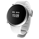 HUIJIN1 Fitness-Tracker, Sport-Watch-Herz Rate Blutsauerstoffermüdung Vier-in-Eins-Überwachung Tiefe Wasserdichten intelligenten Armband, kompatibel mit Android IOS System,White