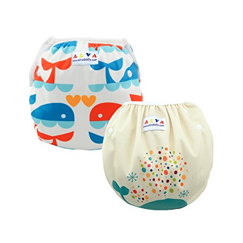 Alva Baby New Positioning Design 2pcs Pack Big One Size Reuseable Washable Swim Diapers ZSWD02-04-EU