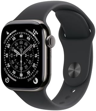 Apple Watch Series 11 GPS + Cellular, Cassa 42 mm in titanio ardesia con Cinturino Sport nero - S/M