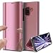 Produktbild Samsung Galaxy J6 2018 Hülle Spiegel Ledertasche Handyhülle Brieftasche im BookStyle COTDINFOR Überzug Mirror Effect PC Leder Hülle Cool Männer Mädchen Slim Fit Wallet Case Folio Spiegel Schutzhülle Samsung J6 2018 Full Body Schutz Plating Spiegel PU Lederbezug Hell Clear Crystal Spiegel Fall mit Flip Cover Ständer Etui Flip Case Hüllen Schutzhüllen für Samsung Galaxy J6 2018 Mirror PU Rose Gold MX.