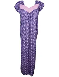 Indiatrendzs Women Nightwear Nighty Hosiery Cotton Printed Button Neck Loose Fit Nightdress