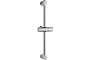 OFFO Shower Riser Rail, 60cm Wall-Mounted Adjustable Slider Bar with Shower Head Holder, Polished Face Finish