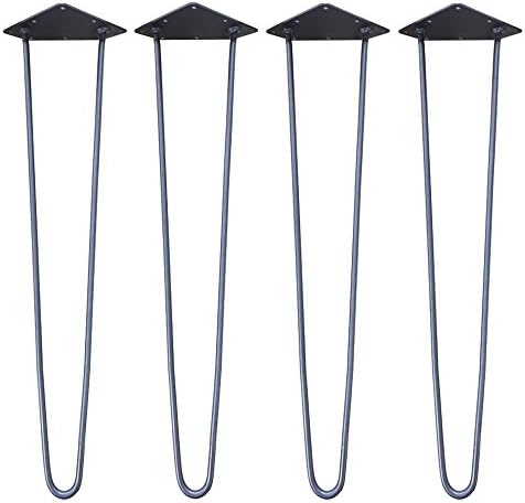 Set of 4 Antique Iron Retro Hairpin Industrial Chic Table Legs 2 pr 3 Prong 2 Prong Leg (710mm)