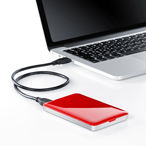 CSL – USB 3.0 2,5″ SSD / SATA Festplattengehäuse extern | UASP und SATA3 fähig | für 9.5mm 7mm SATA I/II/III, SSD, HDD | USB 3.0 (5 GBit/s) inkl. UASP Mode (USB 3.0 Booster) | WerkzeugloseInstallation | für PC / Mac / Notebook | rot - 5