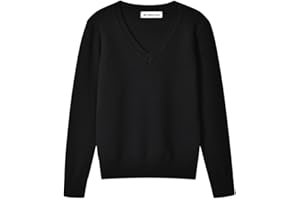 SMILING PINKER Jersey para chicos con cuello en V, uniforme de manga larga, jersey básico