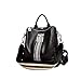 Produktbild Damen Rucksack, Mode Leder Kopfhörer Loch Strass Umhängetasche Rucksack Tasche Trends Joker Reisen Reisen Student Work Rucksack Schwarz