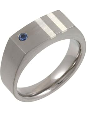 Theia Siegelring Titan und Silber Inlay blauer Saphir Matt