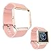 Produktbild Hunpta Weiche Silikon Uhr Band Handgelenkbügel Metallrahmen für Fitbit Blaze Uhr (Rosa)