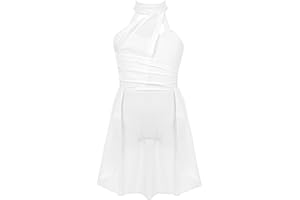 Yihuimin Kids Girls Halter Cutout Back Ballet Leotard Lyrical Dance Skating Dress Ballerina Dancewear