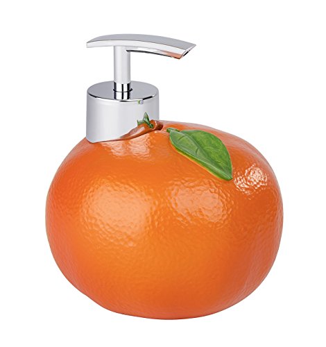 Wenko 54610100 Seifen-/Spülmittelspender, Fassungsvermögen 0,3 L, Polyresin, 11 x 11 x 12 cm, orange