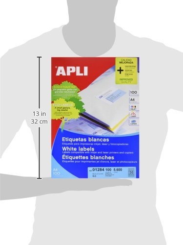 Apli 1284 - Etiquetas para impresoras inkjet  l  ser y fotocopiadoras  A4  color blanco