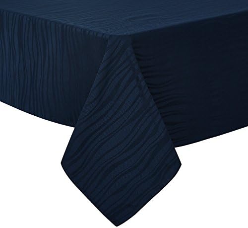 Deconovo Jacquard Tablecloth with Wave Patterns Wipeable Tablecloth Protector Rectangle Tablecloths for Parties Navy Blue 51x87in