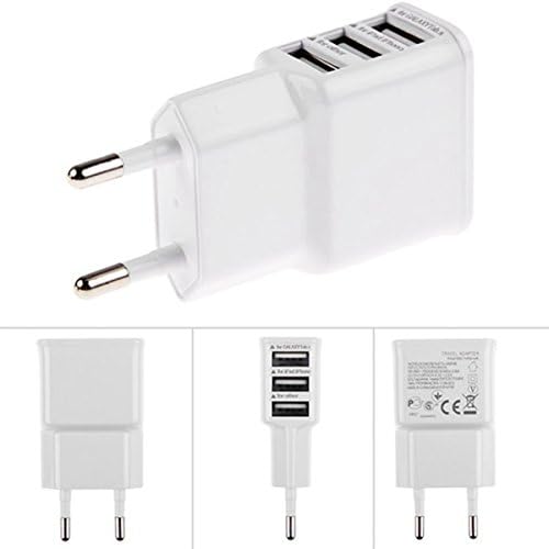 Slim Line Plug TRIPLE USB Power Adapter Charger EURO