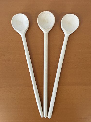 3er Set Kochlöffel 30cm rund aus Holz, nachhaltig Produziert