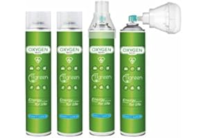 Atgreen Inhalationssauerstoff O2 (56 L Das Set enthält 4 Stk x 14L Sauerstoffflasche | Reiner Sauerstoff | Sauerstoffdosen | Sauerstoffpräparat | Universal Mundstück Rein Inhalierbar Sauerstoffgerät