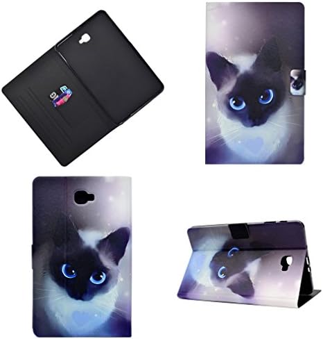 LMAZWUFULM Case for Samsung Galaxy Tab A / SM-T580 / SM-T585 (10,1 Inch) PU Leather Ultra-thin Magnetic Closure Folding Leather Cover Little Cat With Blue Eyes Pattern of Bookstyle with Stent Function Holster Leather Case Flip Cover for Samsung Tab A / T580 / T585 Tablet PC