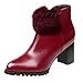 Produktbild MYMYG Damen Stiefeletten Frauen High Heel Schuhe Leder einfarbig Martain Stiefel wies Toe Zipper Schuhe Chelsea Boots Runde Zehe Schuhe Reine Farbe Booties Ankle Boot