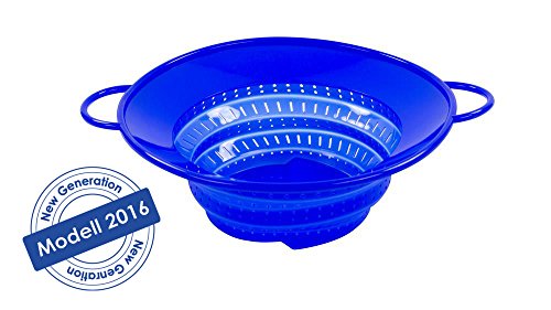 Das Kochwunder - Überkochschutz, Sieb, Dünsteinsatz, Untersetzer, Spritzschutz u.v.m. - blau - NEW GENERATION, Modell 2016